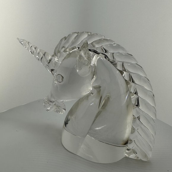 Cartier French Crystal Unicorn Bust, 5"x8", Signed - Picture 1 of 4
